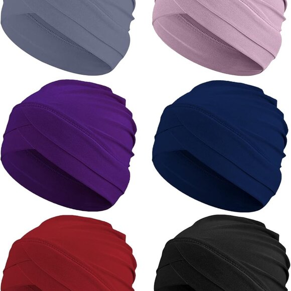 6 Pcs Women Turban Hats Cancer Headwear Cancer Sleep Cap Lightweight Stretchy Tu